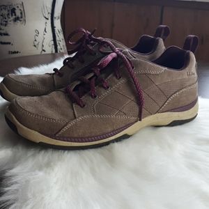Womens L.L. Bean Suede Sneakers purple tan